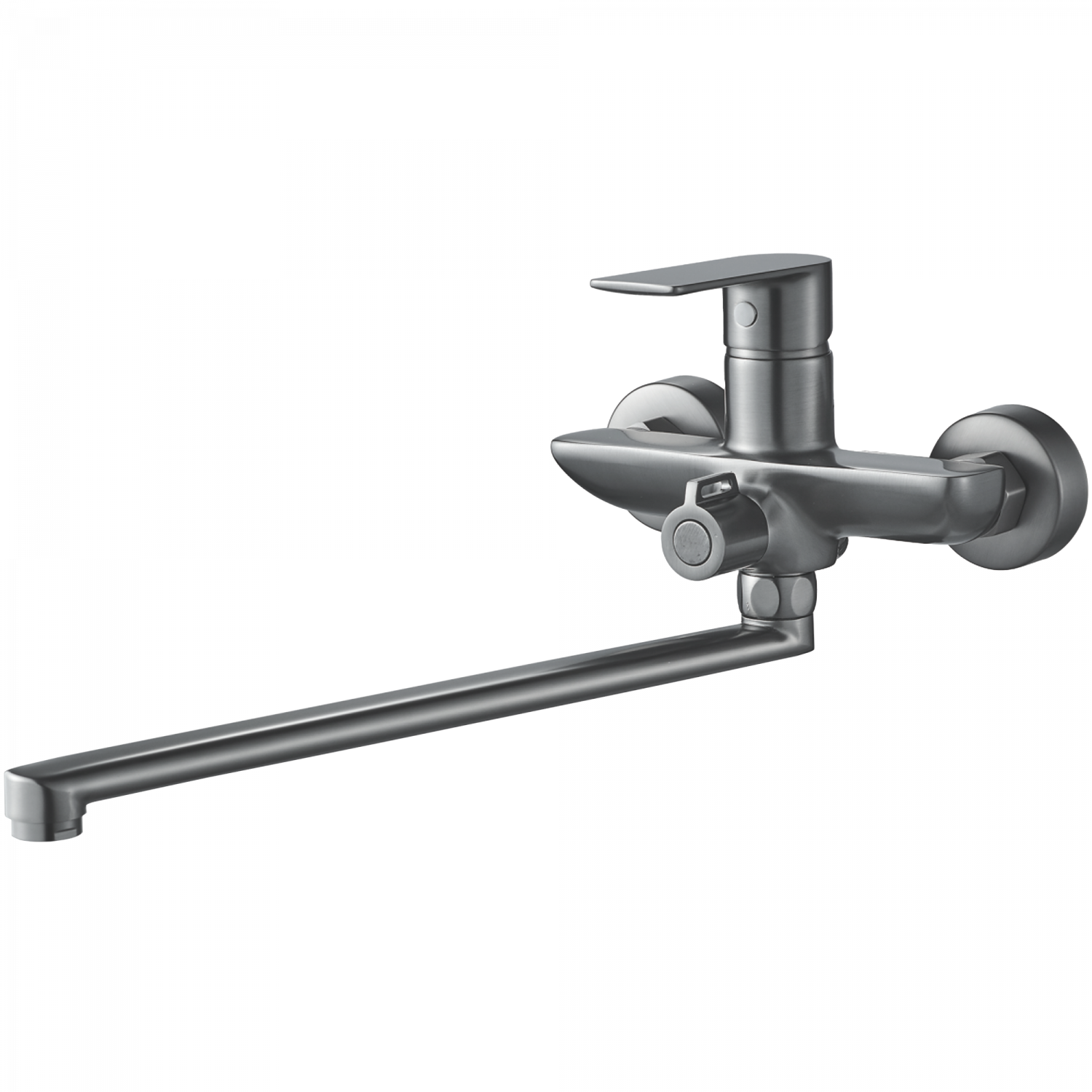 Смеситель для ванны, длинный излив, латунь, оружейная сталь
Комплектация: лейка, шланг 1,5м, держатель для лейки HB 22505-3