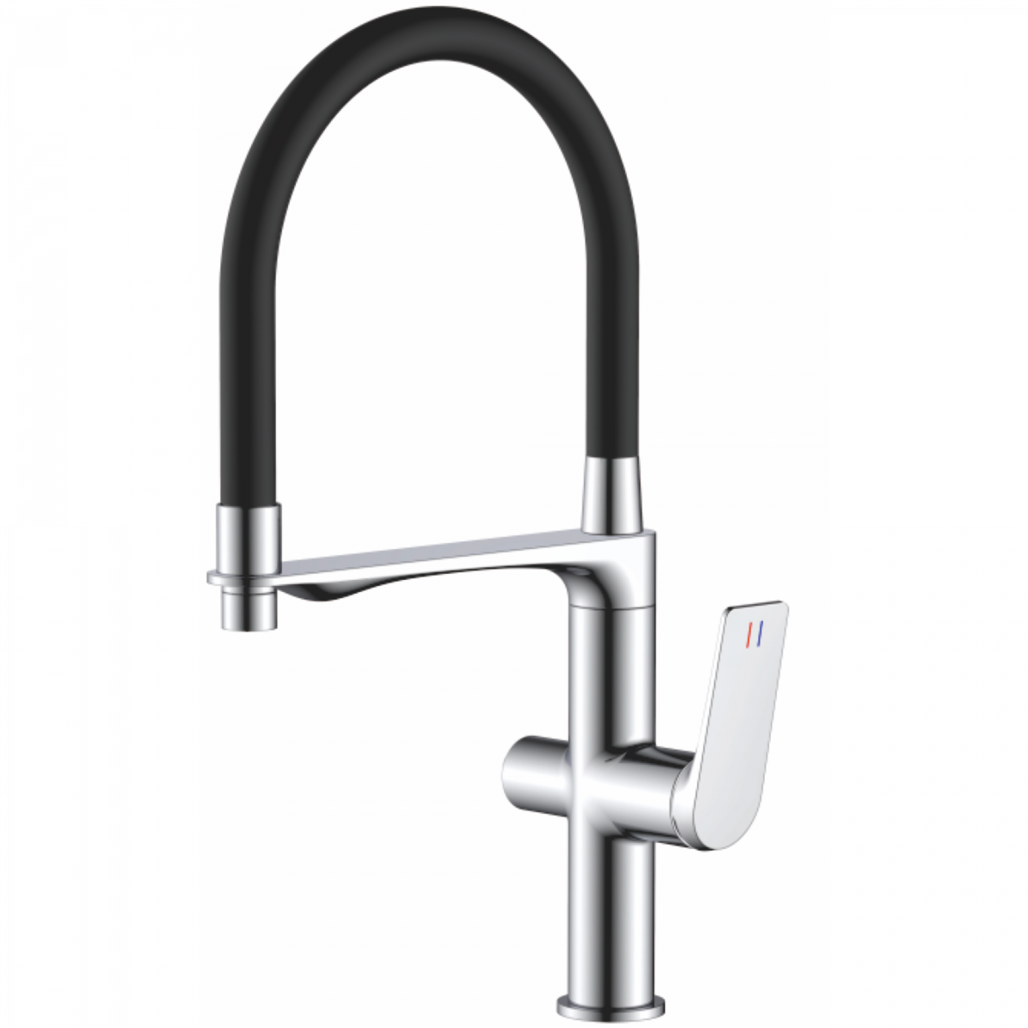 Смеситель для кухни с подключением фильтра, гибкий излив, латунь, черный/хром HB 76816