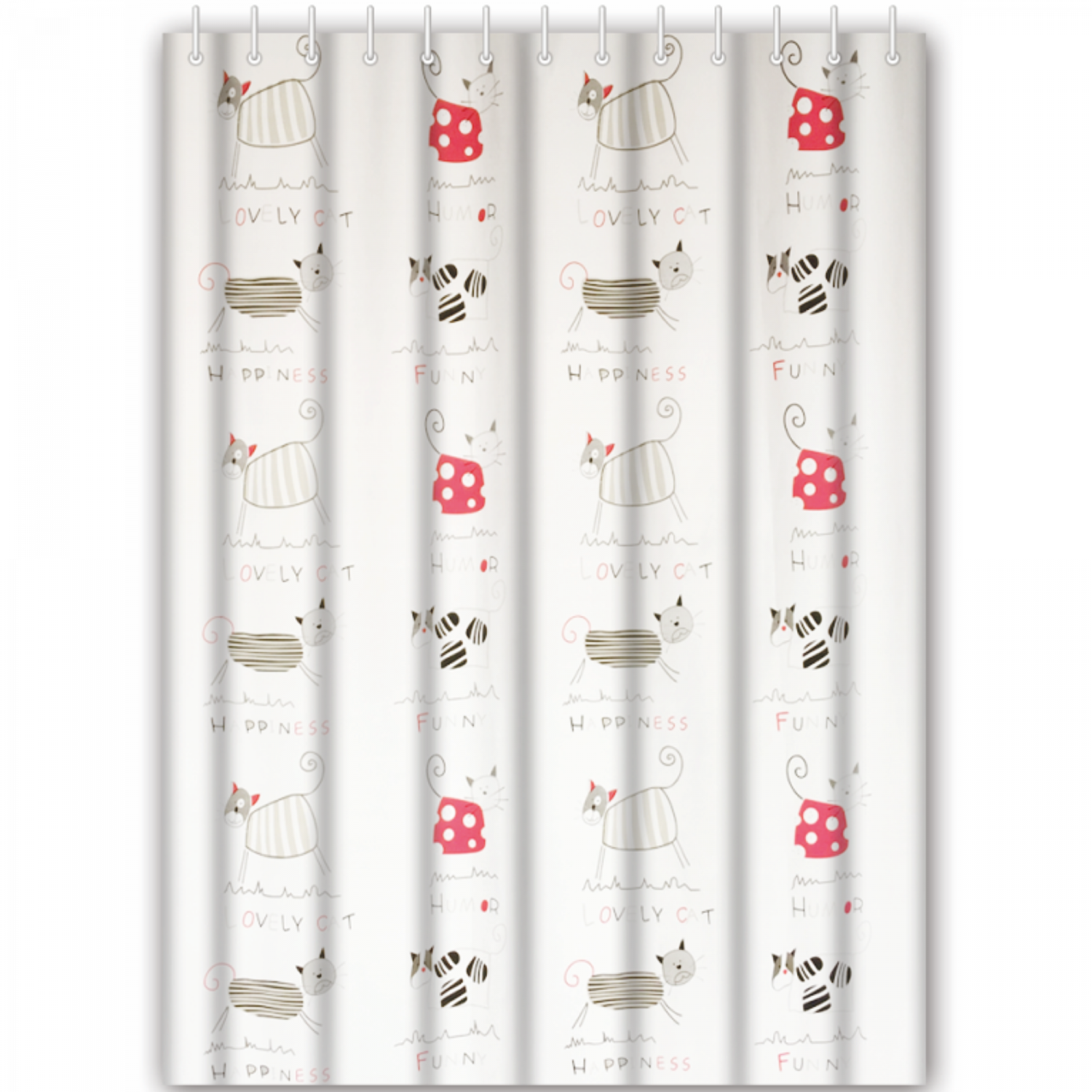 HB75062 Штора для ванной комнаты (PEVA, 180*180 см., с кольцами в комплекте)