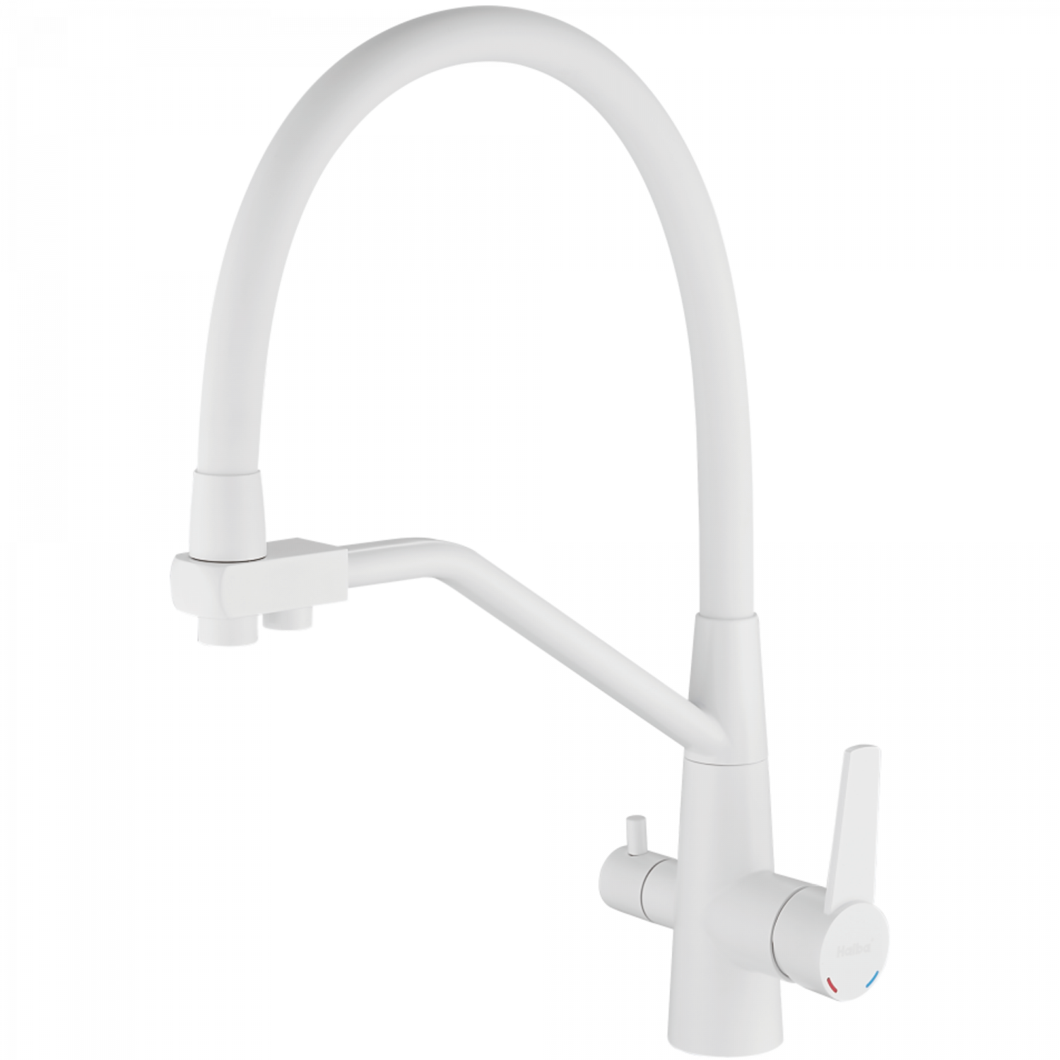 Смеситель для кухни с подключением фильтра, гибкий излив, нержавеющая сталь, белый HB 76822-8