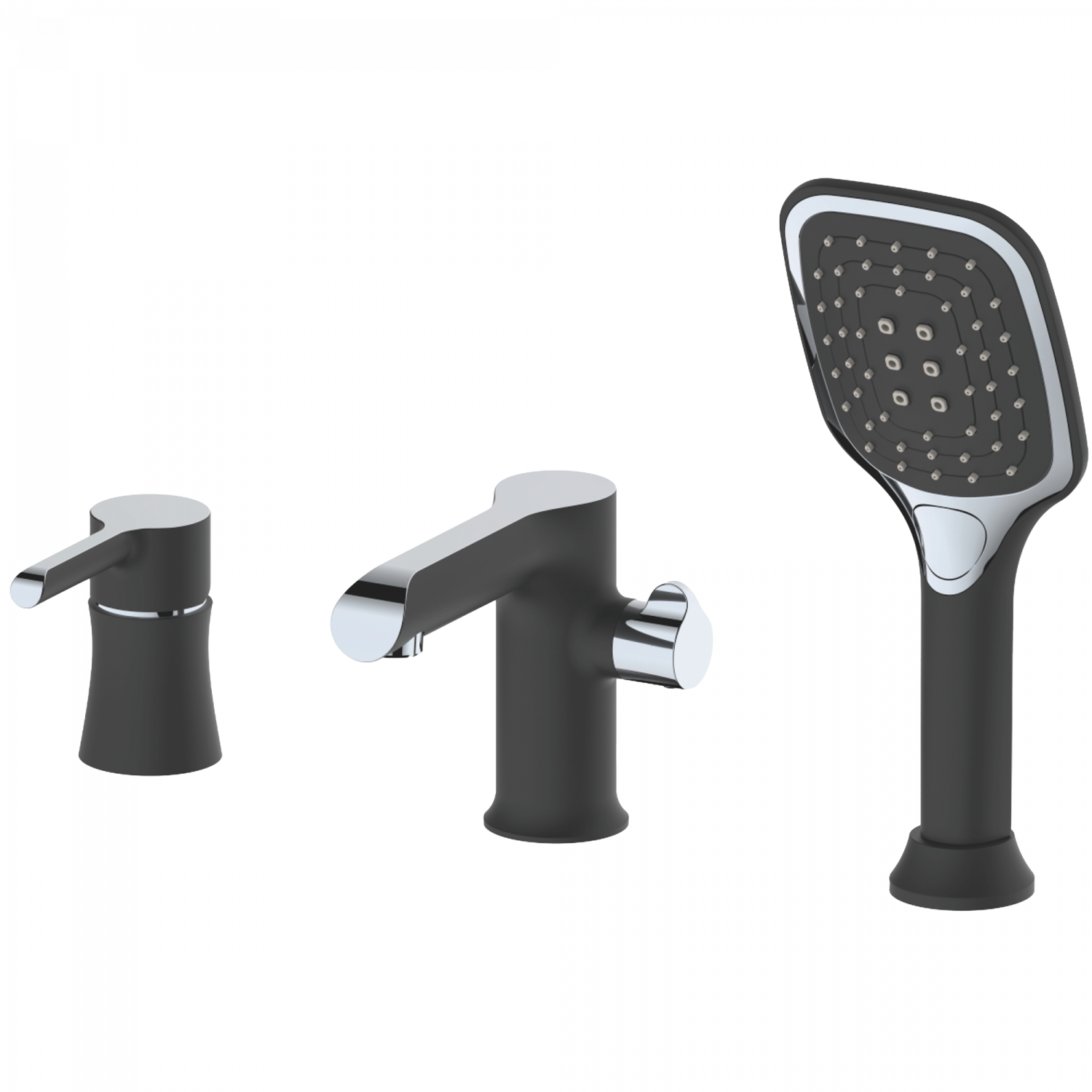 Смеситель для ванны на борт, 3 отверстия, латунь черный/хром HB 80805-7