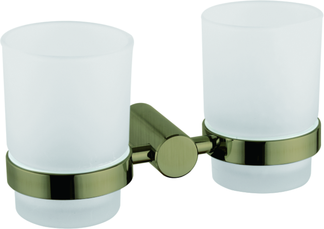 Держатель стакана , двойной, матовое стекло, бронза HB 8408-4