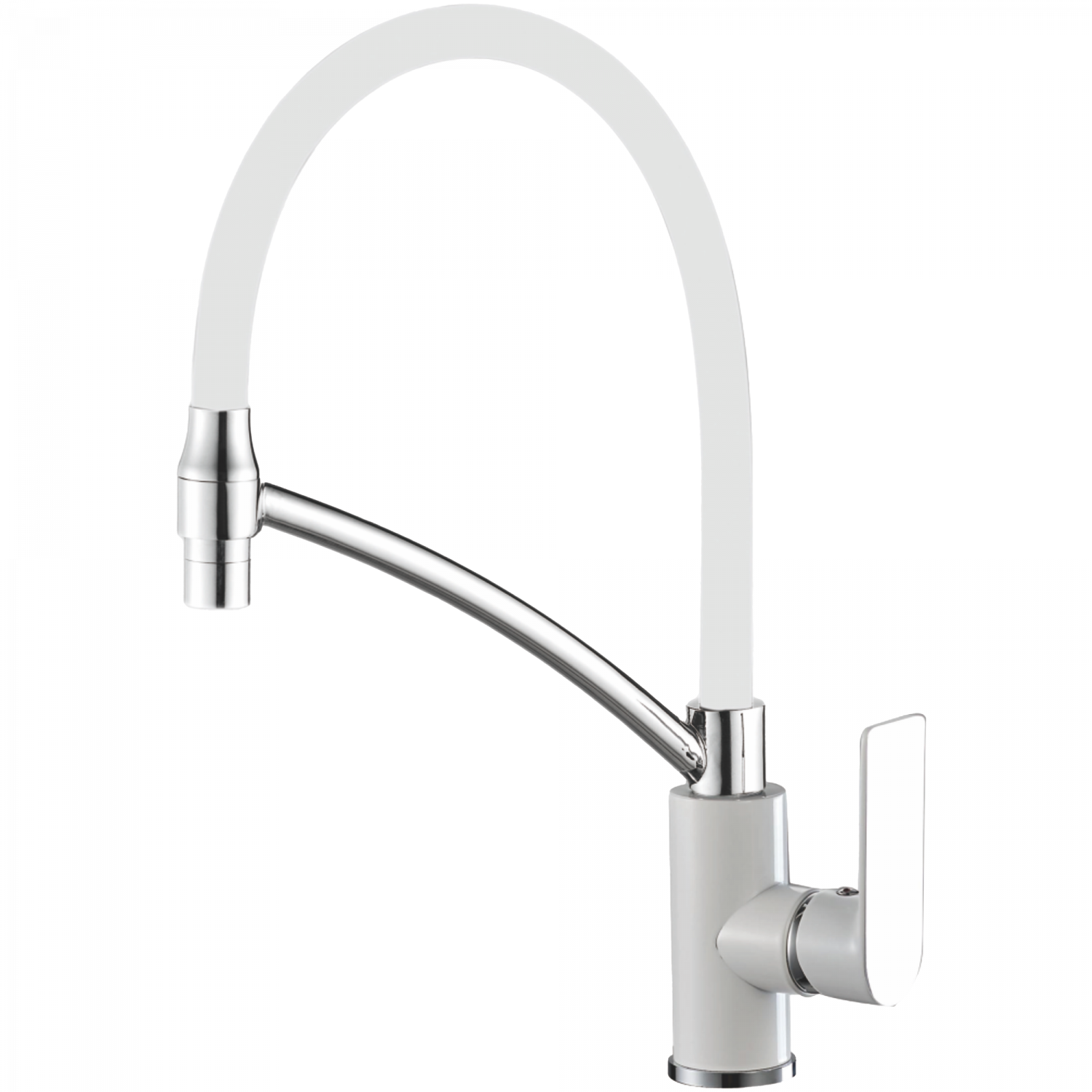 Смеситель для кухни, гибкий излив, латунь, белый/хром HB 72505-8