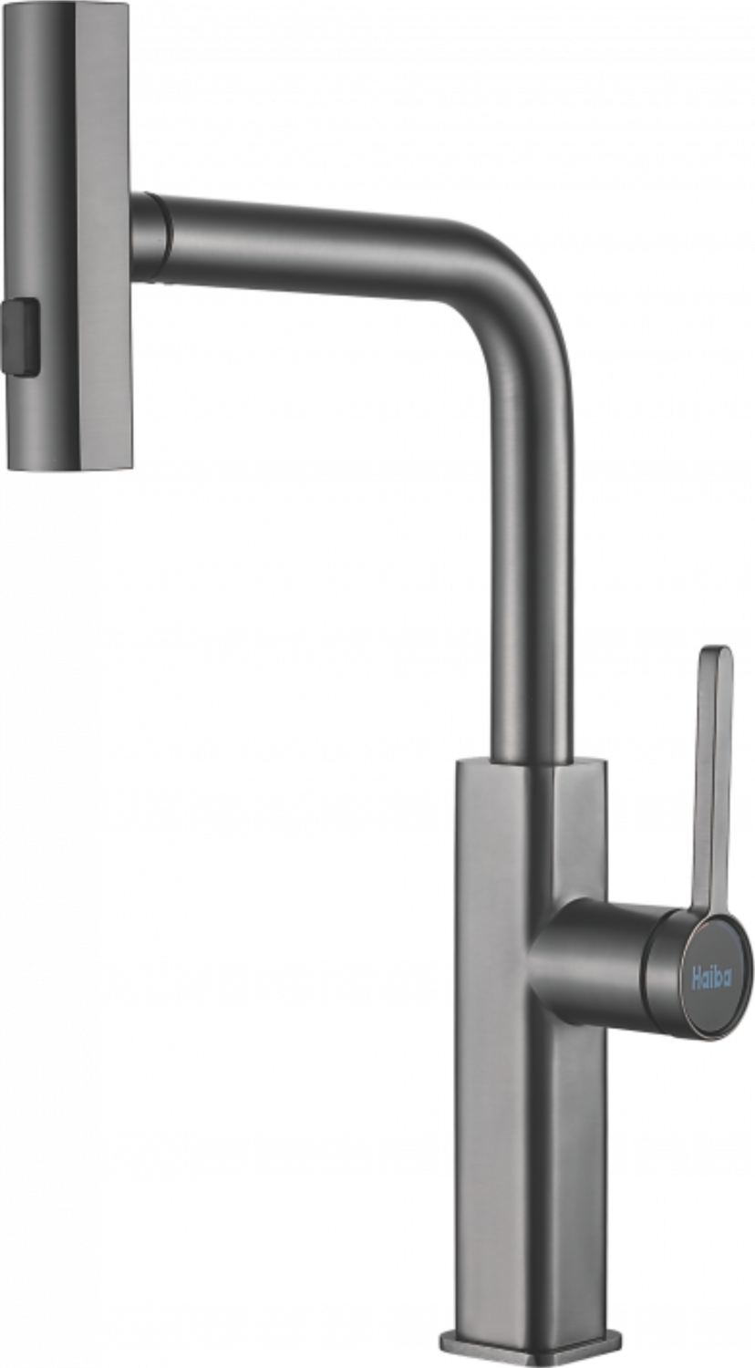 Смеситель для кухни, выдвижной излив, нержавеющая сталь, оружейная сталь HB 73824-3