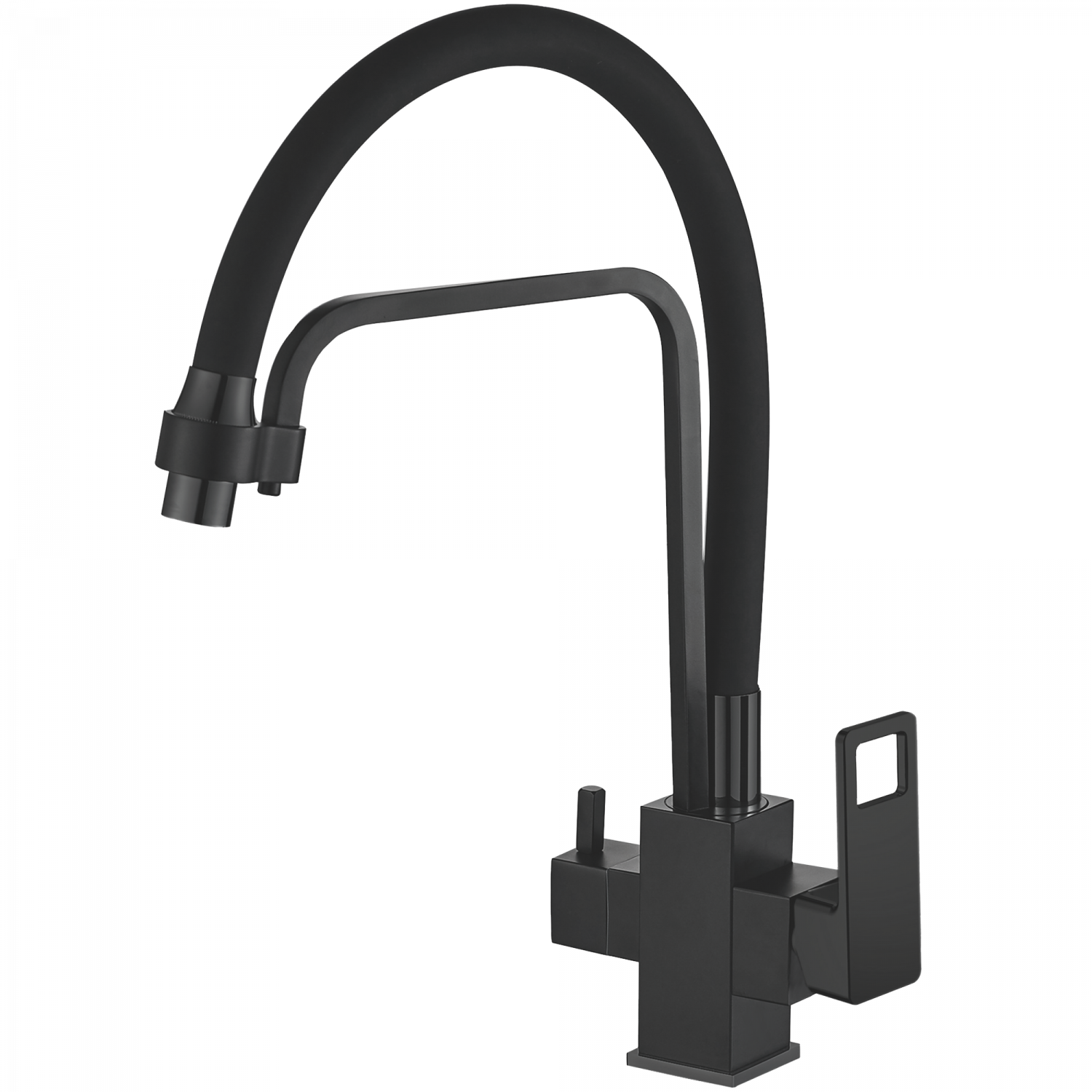 Смеситель для кухни с подключением фильтра, гибкий излив, латунь, черный HB 76615-7