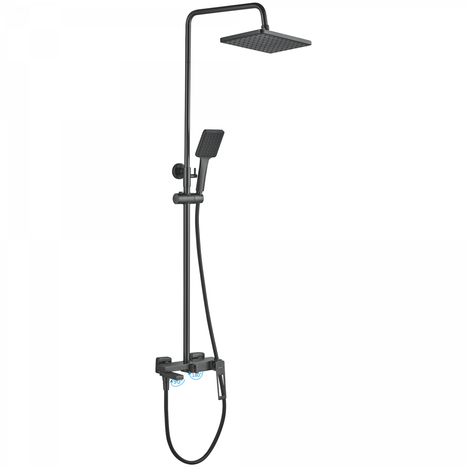 Душевая система, тропический душ, латунь, оружейная сталь
Комплектация: лейка, шланг 1,5м, держатель для лейки HB 24817-3