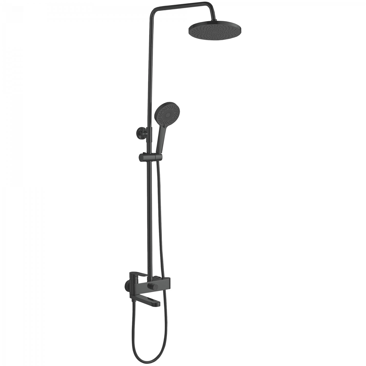 Душевая система, тропический душ, латунь, черный
Комплектация: лейка, шланг 1,5м, держатель для лейки HB 24590-7