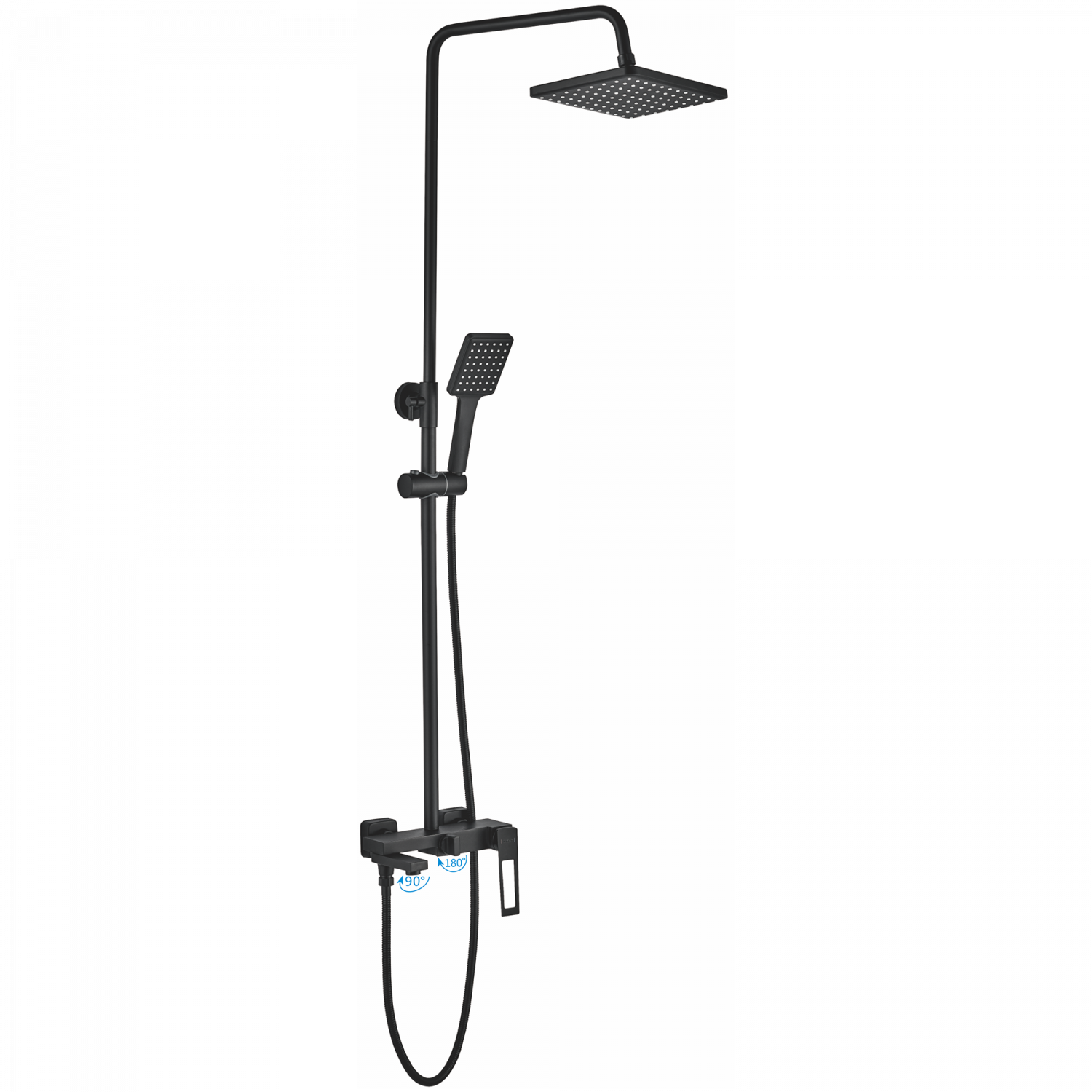 Душевая система, тропический душ, латунь, черный
Комплектация: лейка, шланг 1,5м, держатель для лейки HB 24817-7