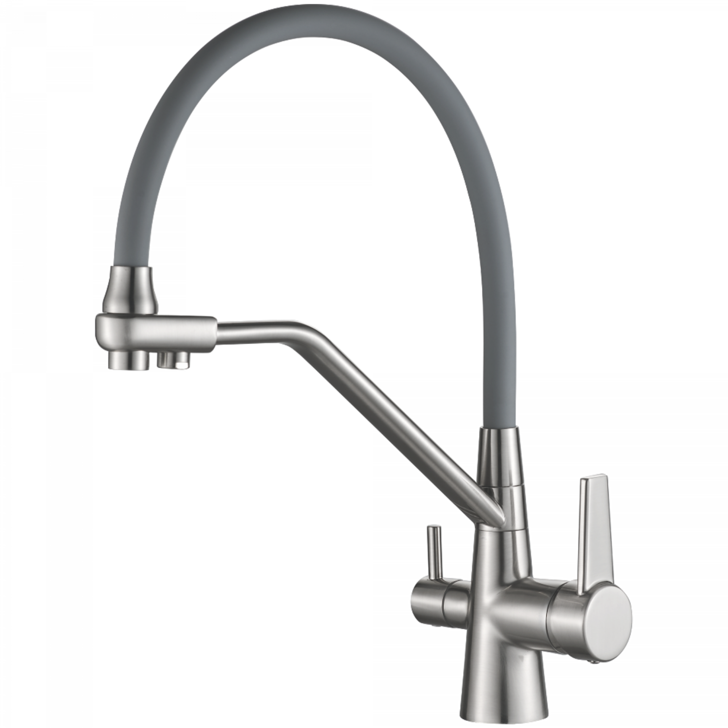 Смеситель для кухни с подключением фильтра, гибкий излив, нержавеющая сталь, серый/сталь HB 76855-5