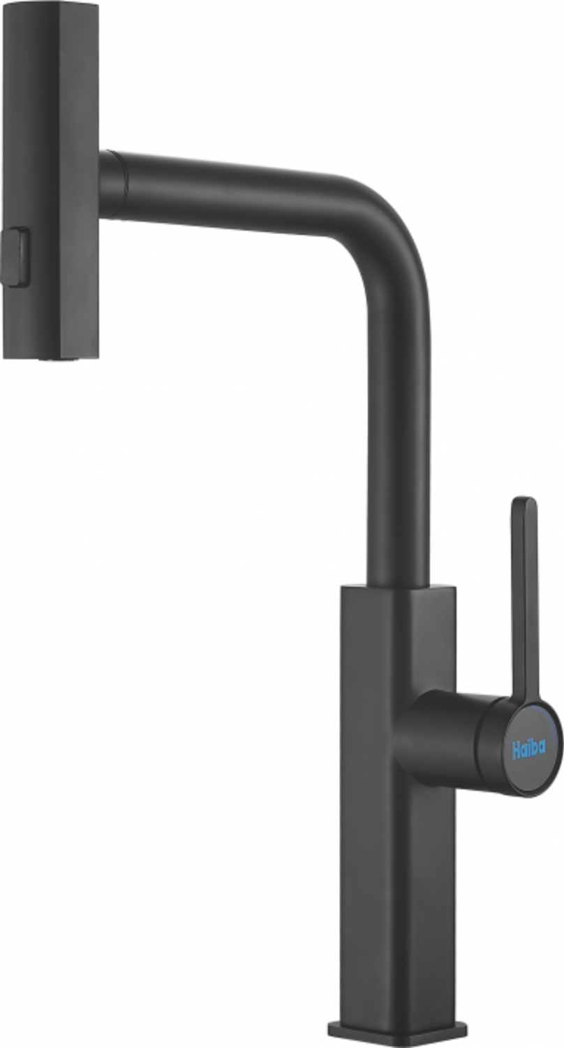 Смеситель для кухни, выдвижной излив, нержавеющая сталь, черный HB 73824-7