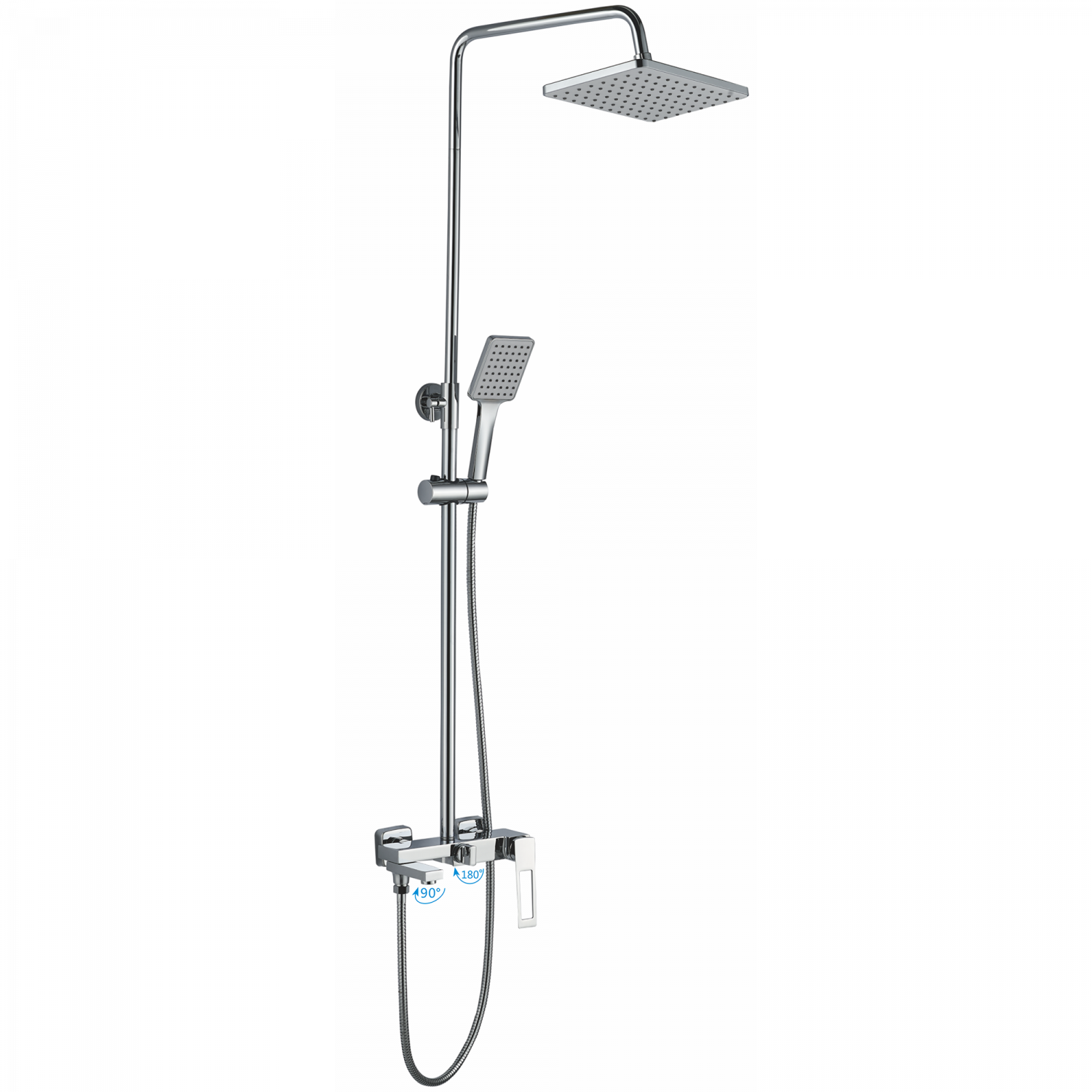 Душевая система, тропический душ, латунь, хром
Комплектация: лейка, шланг 1,5м, держатель для лейки HB 24817