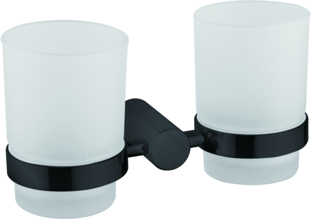 Держатель стакана , двойной, матовое стекло, черный HB 8408-7