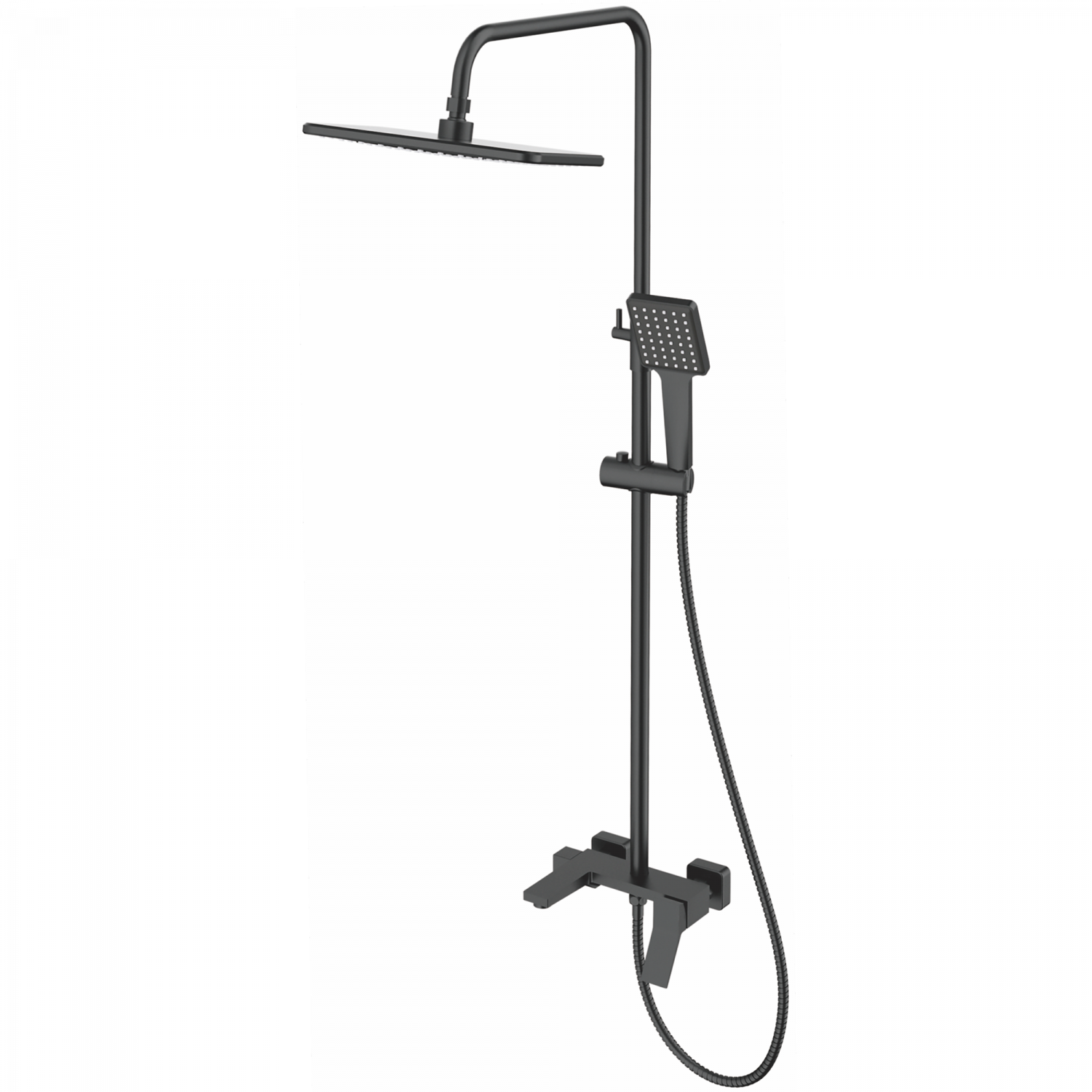 Душевая система, тропический душ, латунь, черный
Комплектация: лейка, шланг 1,5м, держатель для лейки HB 24818-7