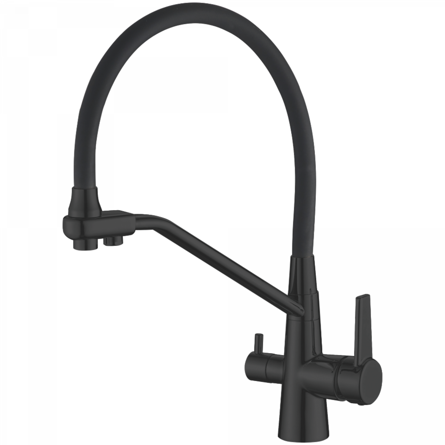 Смеситель для кухни с подключением фильтра, гибкий излив, латунь, черный HB 76855-7