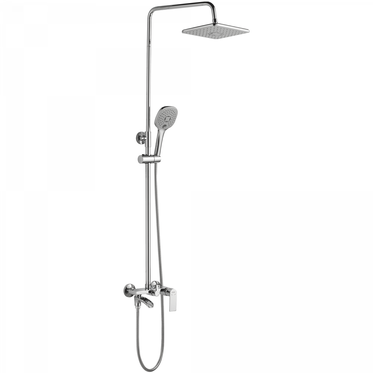 Душевая система, тропический душ, водопад, латунь, хром
Комплектация: лейка, шланг 1,5м, держатель для лейки HB 23505