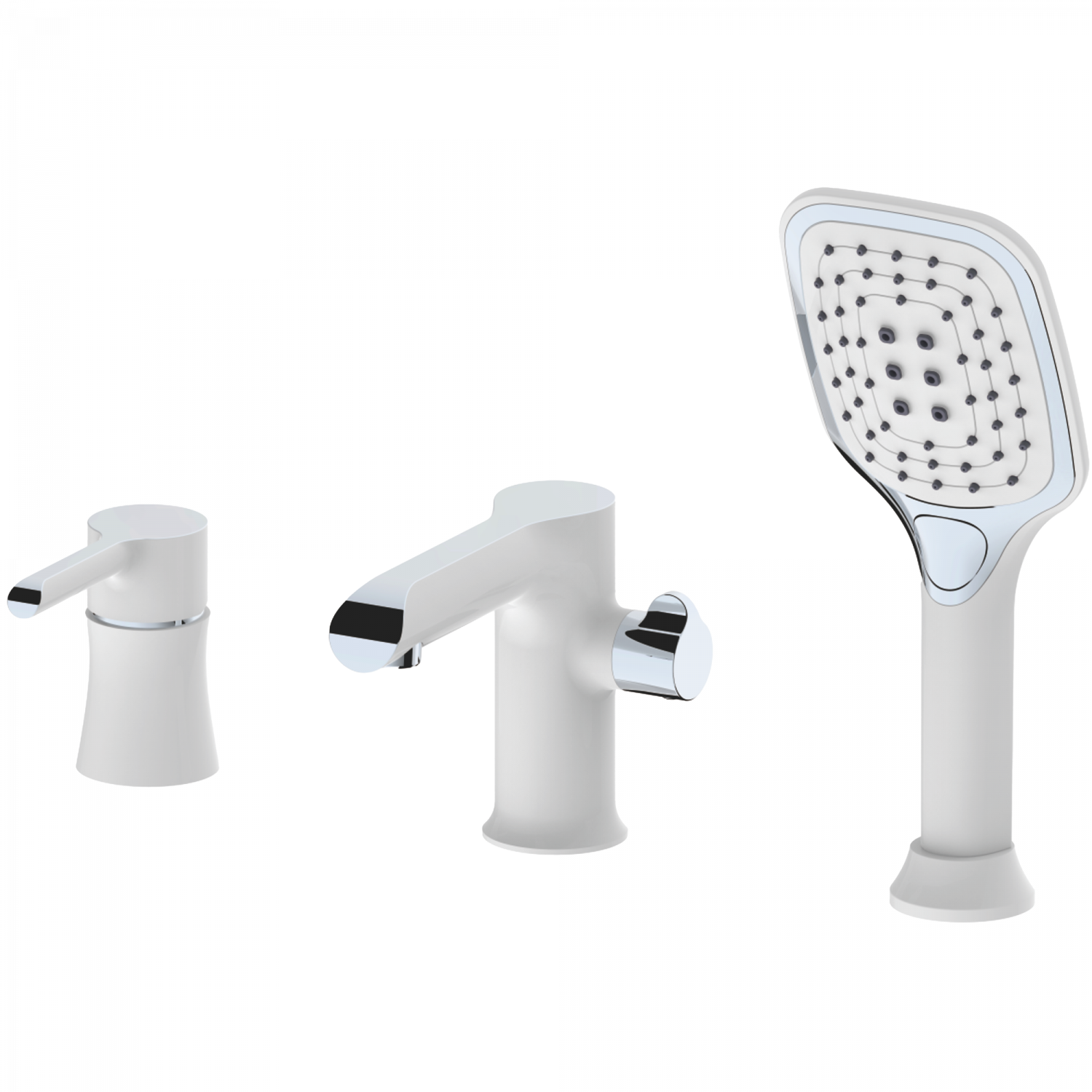 Смеситель для ванны на борт, 3 отверстия, латунь белый/хром HB 80805-8