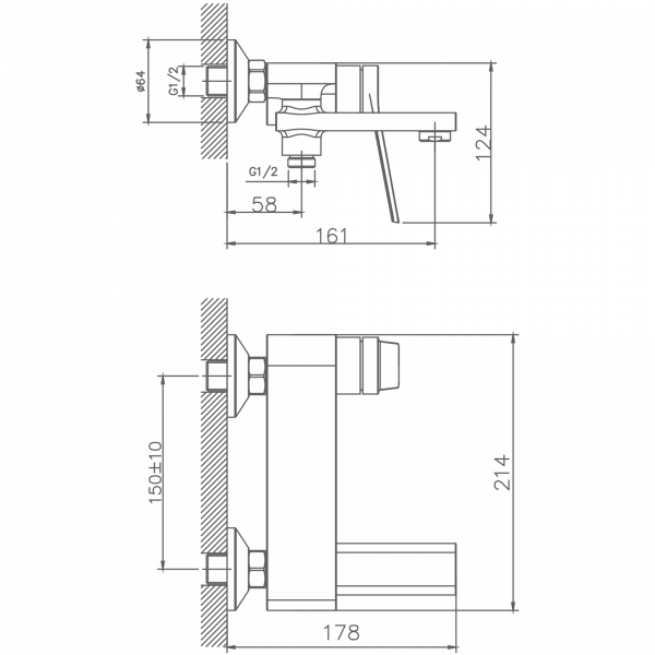 Смеситель для ванны Haiba HB 60572, хром