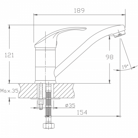 Смеситель для кухни Haiba HB 4536, хром