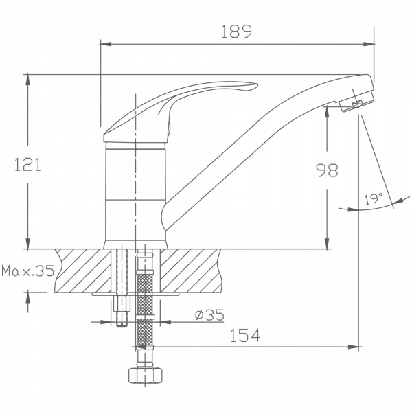 Смеситель для кухни Haiba HB 4536, хром