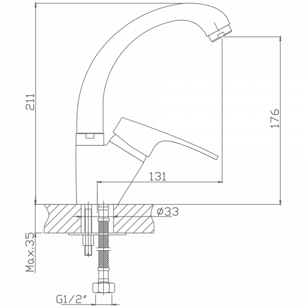 Смеситель для кухни Haiba HB 1216, хром