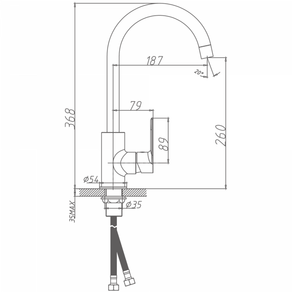 Смеситель для кухни Haiba HB 71505, хром