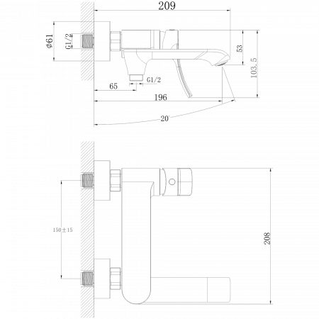 Смеситель для ванны Haiba HB 60553