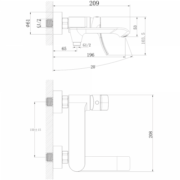 Смеситель для ванны Haiba HB 60553
