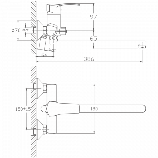 Смеситель для ванны Haiba HB 2270, хром