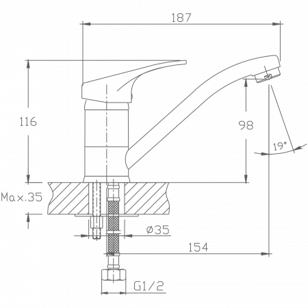 Смеситель для кухни Haiba HB 4513, хром