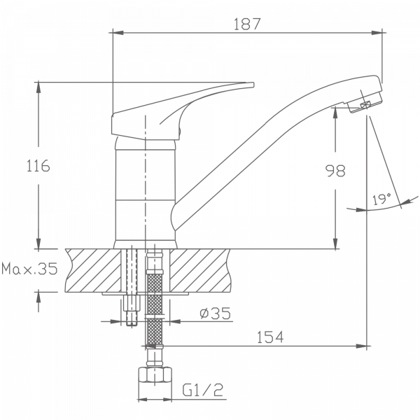 Смеситель для кухни Haiba HB 4513, хром