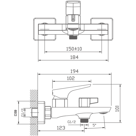 Смеситель для ванны
хром HB60726