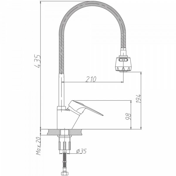 Смеситель для кухни Haiba HB 4304-3, хром