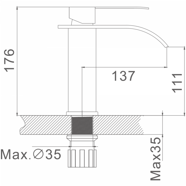 Смеситель для раковины, нержавеющая сталь HB 12815