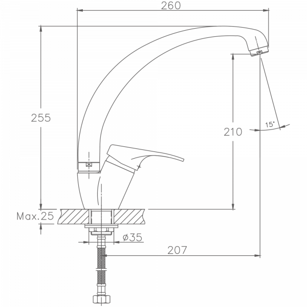 Смеситель для кухни Haiba HB 4113-2, хром