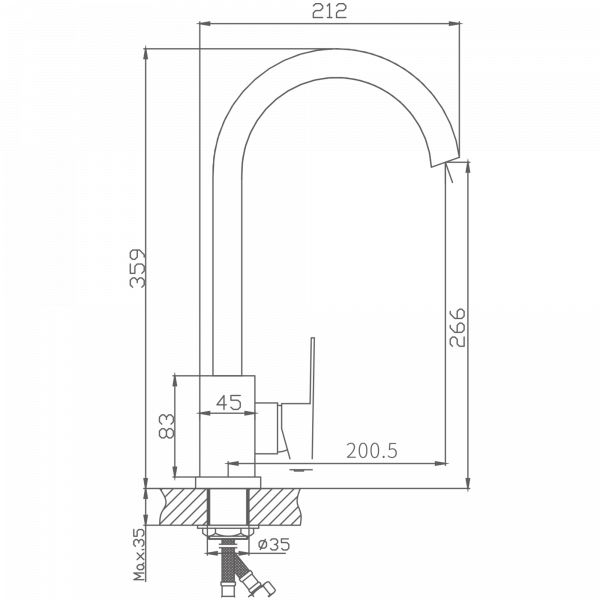 Смеситель для кухни Haiba HB 70802, сталь