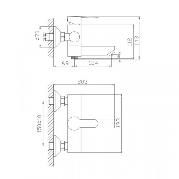Смеситель для ванны Haiba HB 60801, сталь