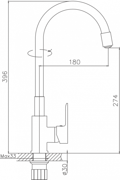 Смеситель для кухни Haiba HB 70113-7, черный