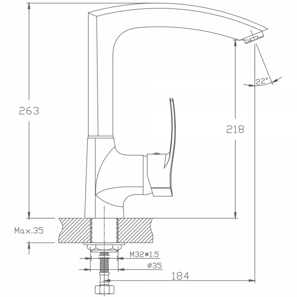 Смеситель для кухни Haiba HB 4070, хром