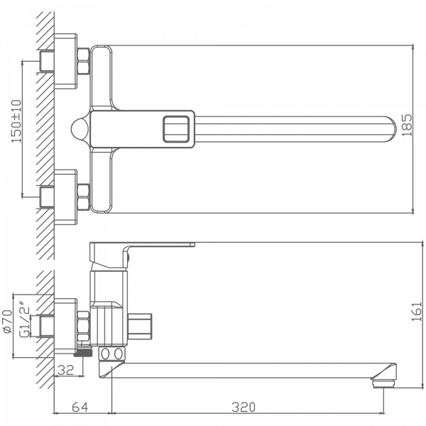 Смеситель для ванны Haiba HB 22615, хром