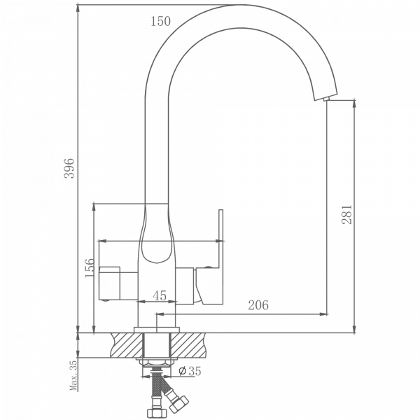 Смеситель для кухни Haiba HB 76533-3, пепельный