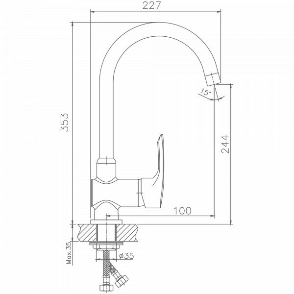 Смеситель для кухни Haiba HB 4066, хром