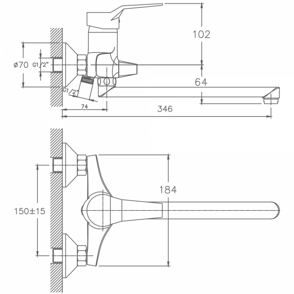 Смеситель для ванны Haiba HB 2263, хром