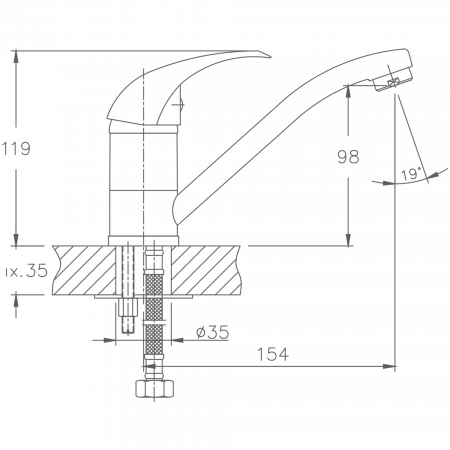 Смеситель для кухни Haiba HB 4515, хром