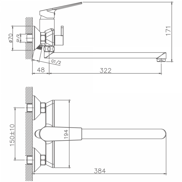 Смеситель для ванны Haiba HB 22533-3, пепельный