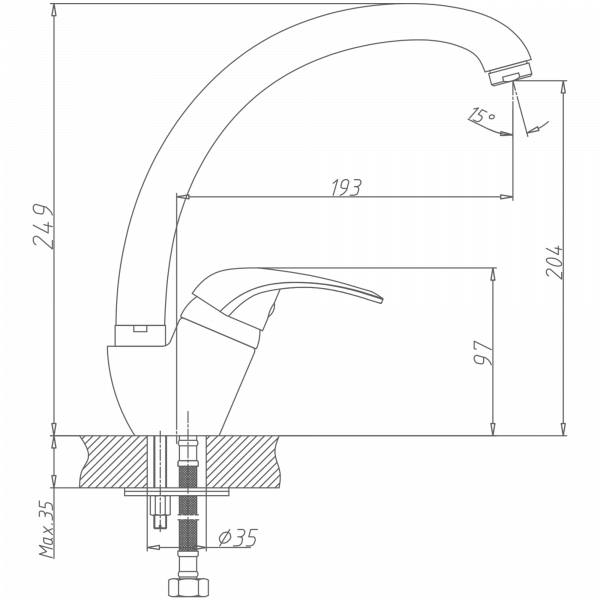 Смеситель для кухни Haiba HB 4103, хром