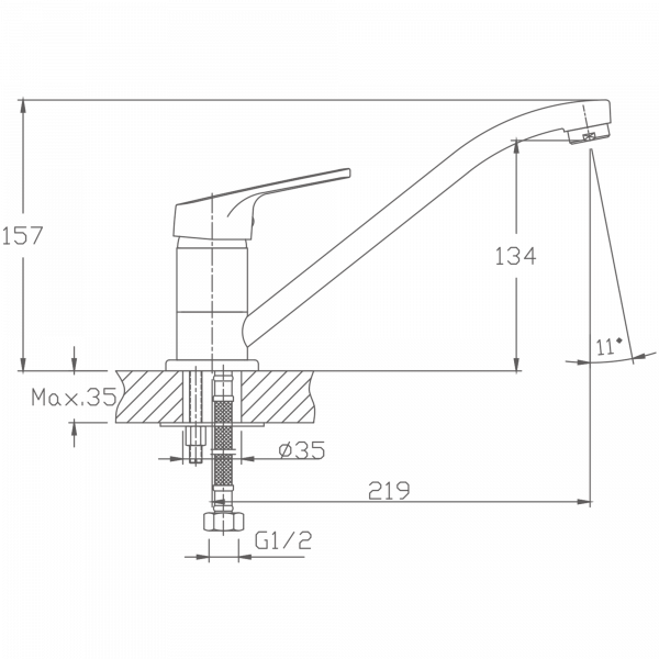 Смеситель для кухни Haiba HB 4816, хром