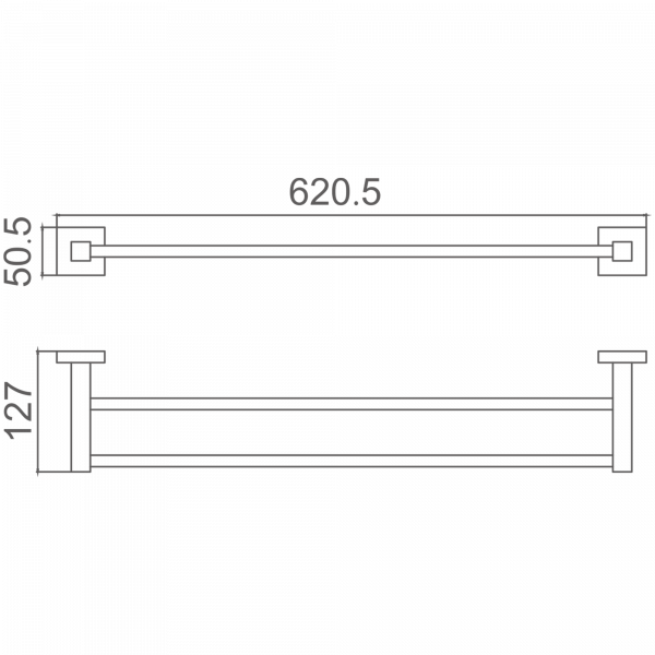 Держатель для полотенец, двойной 600 мм, черный HB 8909