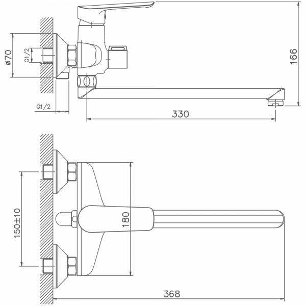 Смеситель для ванны Haiba HB 22198, хром