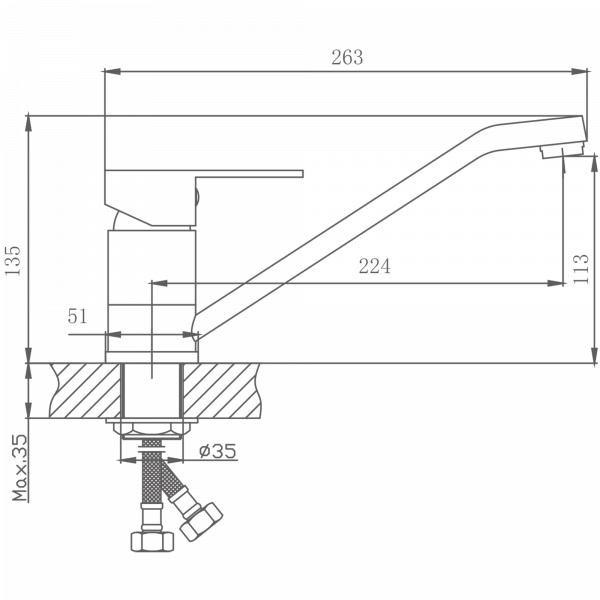 Смеситель для кухни Haiba HB 42802, сталь