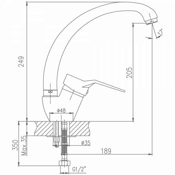 Смеситель для кухни Haiba HB 4163, хром